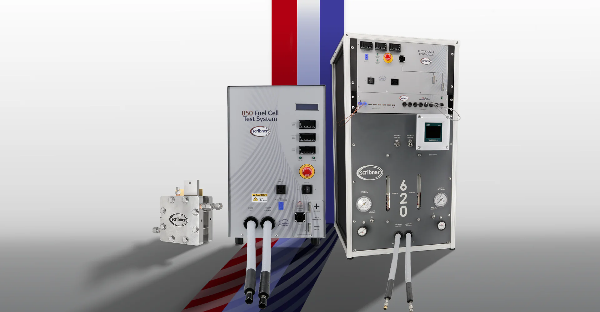 Scribner cell fixture, 850 fuel cell test system and electrolyzer test equipment